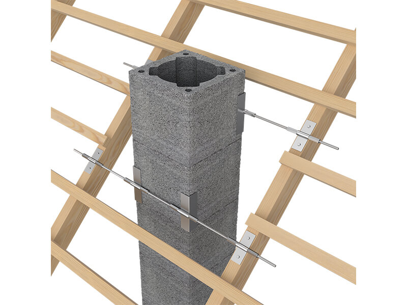 Mocowanie dachowe komina zapewnia stabilność i bezpieczeństwo komina na dachu budynku.